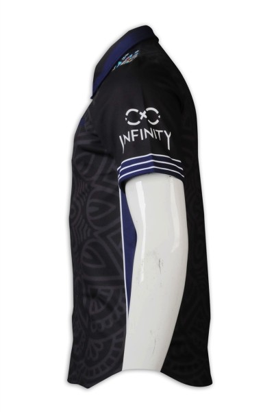 DS077 custom dart shirt design full printing dart shirt dart shirt manufacturer black side view